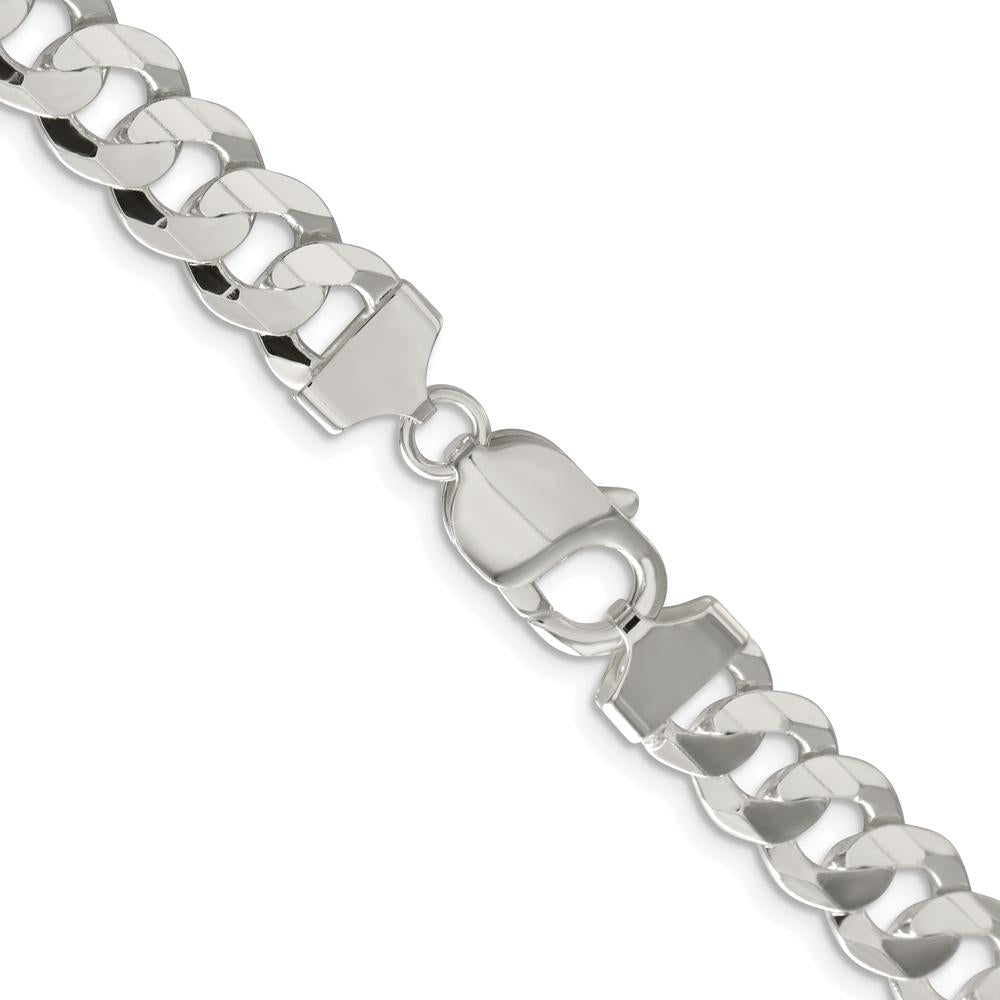 Sterling Silver Rhodium-Plated 22" Concave Beveled Curb Chain - 9.75mm Width by Lumare Gioia