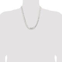 Sterling Silver Rhodium-Plated 22" Concave Beveled Curb Chain - 9.75mm Width by Lumare Gioia