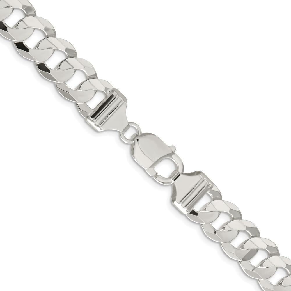 Sterling Silver Rhodium-Plated 22" Concave Beveled Curb Chain - Polished Finish by Lumare Gioia