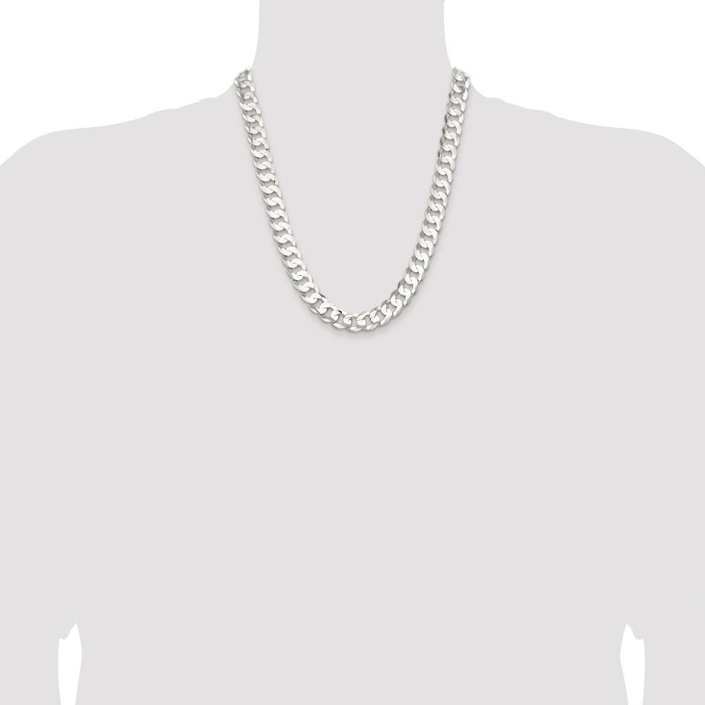 Sterling Silver Rhodium-Plated 22" Concave Beveled Curb Chain - Polished Finish by Lumare Gioia