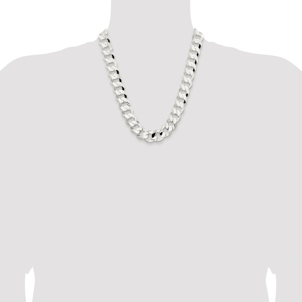 Sterling Silver Rhodium-Plated 22" Concave Beveled Curb Chain by Lumare Gioia