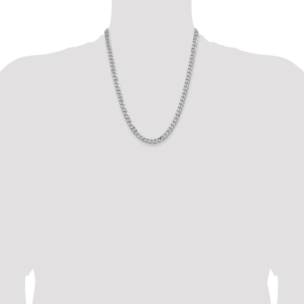 Sterling Silver Rhodium-Plated 22" Curb Chain with Polished Finish - 7mm Width by Lumare Gioia