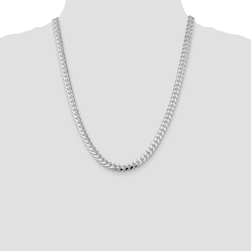 Sterling Silver Rhodium-Plated 22" Diamond-Cut Curb Chain Necklace - 7mm Width by Lumare Gioia