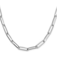 Sterling Silver Rhodium-Plated 22" Diamond-Cut Paperclip Chain Necklace - 5.5mm Width by Lumare Gioia