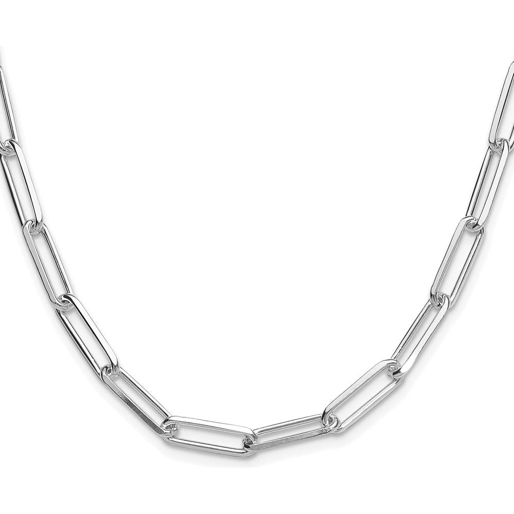 Sterling Silver Rhodium-Plated 22" Diamond-Cut Paperclip Chain Necklace - 5.5mm Width by Lumare Gioia
