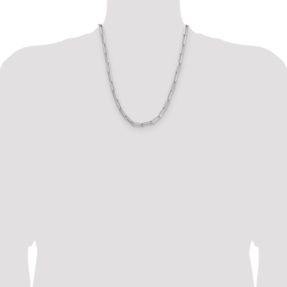 Sterling Silver Rhodium-Plated 22" Diamond-Cut Paperclip Chain Necklace - 5.5mm Width by Lumare Gioia
