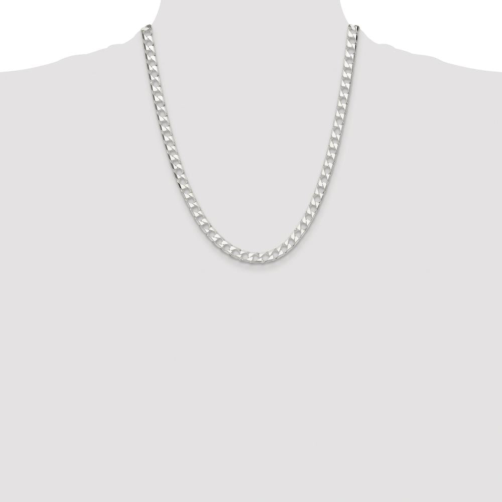Sterling Silver Rhodium-Plated 22" Diamond-Cut Square Curb Chain - 5.75mm Width by Lumare Gioia