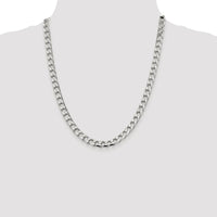 Sterling Silver Rhodium-Plated 22" Diamond-Cut Square Curb Chain - 7.2mm Width by Lumare Gioia