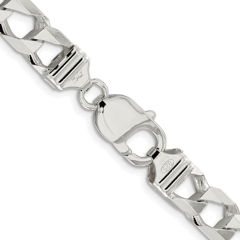 Sterling Silver Rhodium-Plated 22" Diamond-Cut Square Curb Chain - Polished Finish by Lumare Gioia