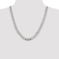 Sterling Silver Rhodium-Plated 22" Diamond-Cut Square Curb Chain - Polished Finish by Lumare Gioia