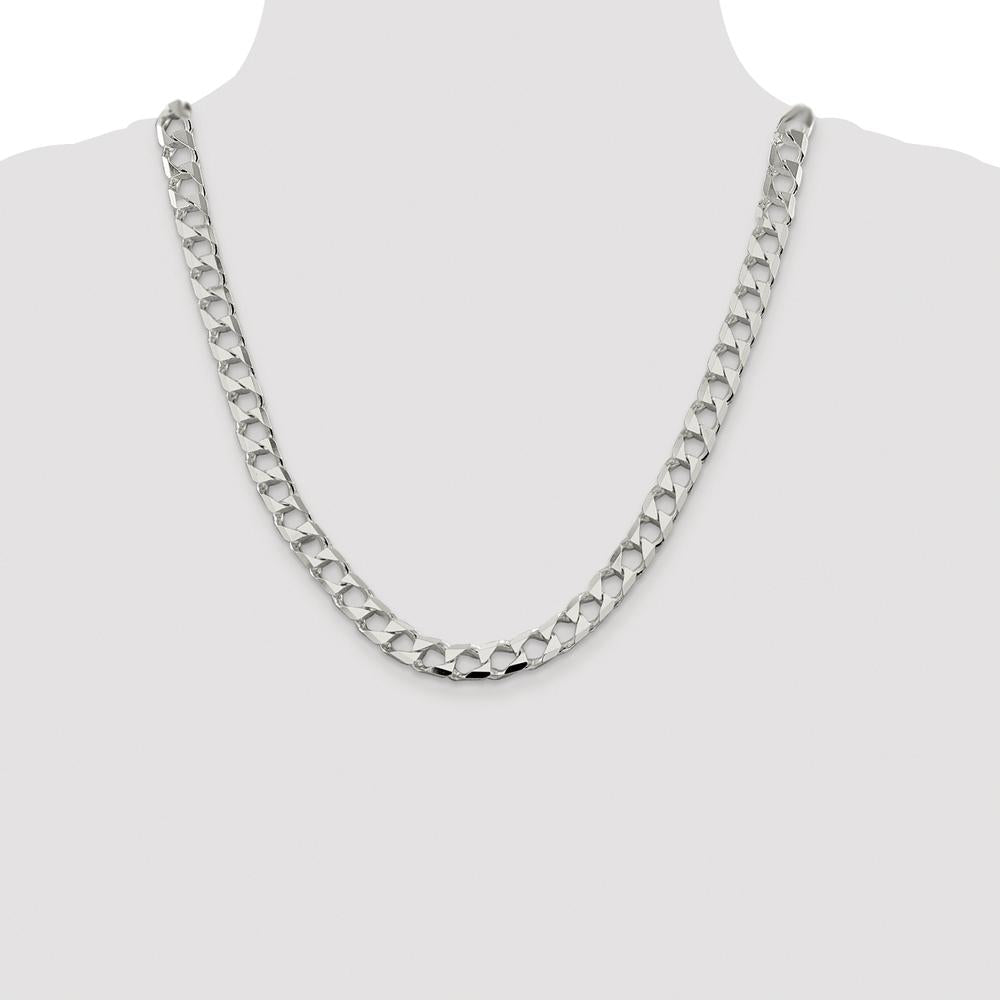 Sterling Silver Rhodium-Plated 22" Diamond-Cut Square Curb Chain - Polished Finish by Lumare Gioia