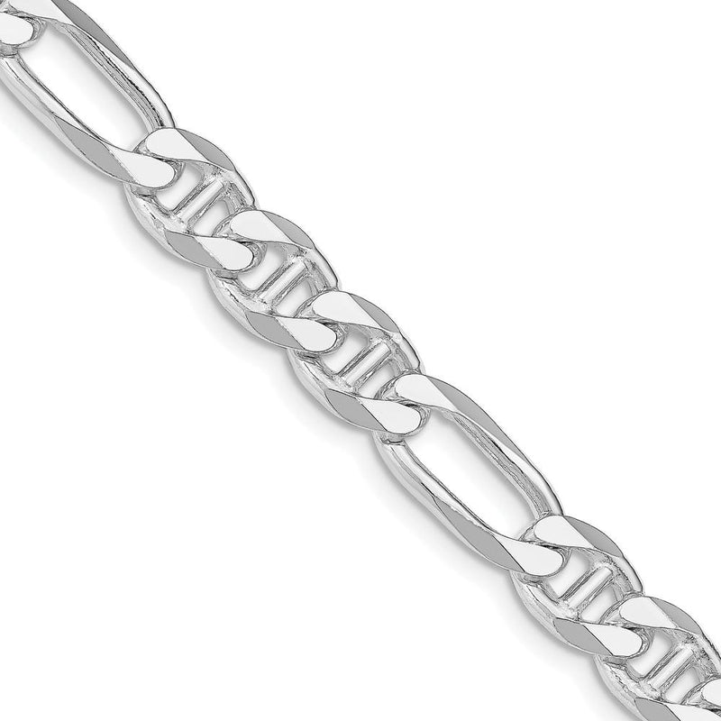 Sterling Silver Rhodium-Plated 22" Figaro Anchor Chain 7.75mm Width by Lumare Gioia