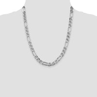 Sterling Silver Rhodium-Plated 22" Figaro Anchor Chain 7.75mm Width by Lumare Gioia