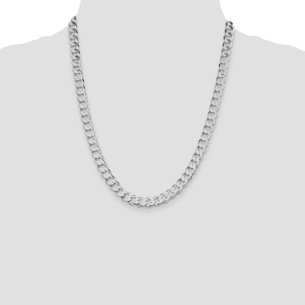 Sterling Silver Rhodium-Plated 22" Flat Curb Chain - 8mm Width by Lumare Gioia