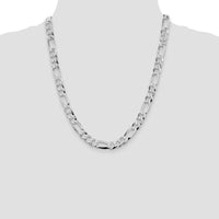 Sterling Silver Rhodium-Plated 22" Lightweight 8.5mm Figaro Chain with Polished Finish by Lumare Gioia