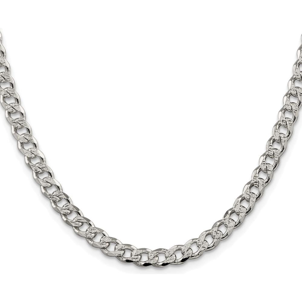 Sterling Silver Rhodium-Plated 22" Pavé Curb Chain Necklace - 5.5mm Width by Lumare Gioia