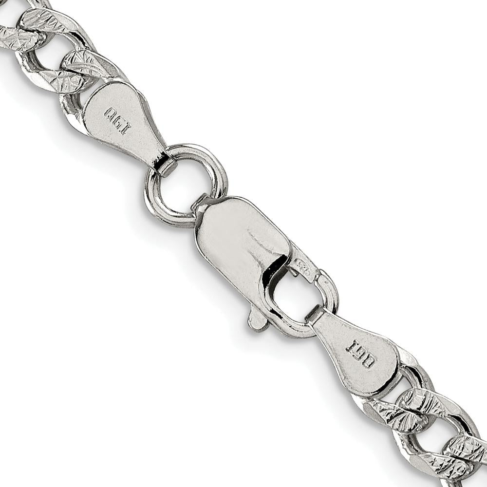 Sterling Silver Rhodium-Plated 22" Pavé Curb Chain Necklace - 5.5mm Width by Lumare Gioia