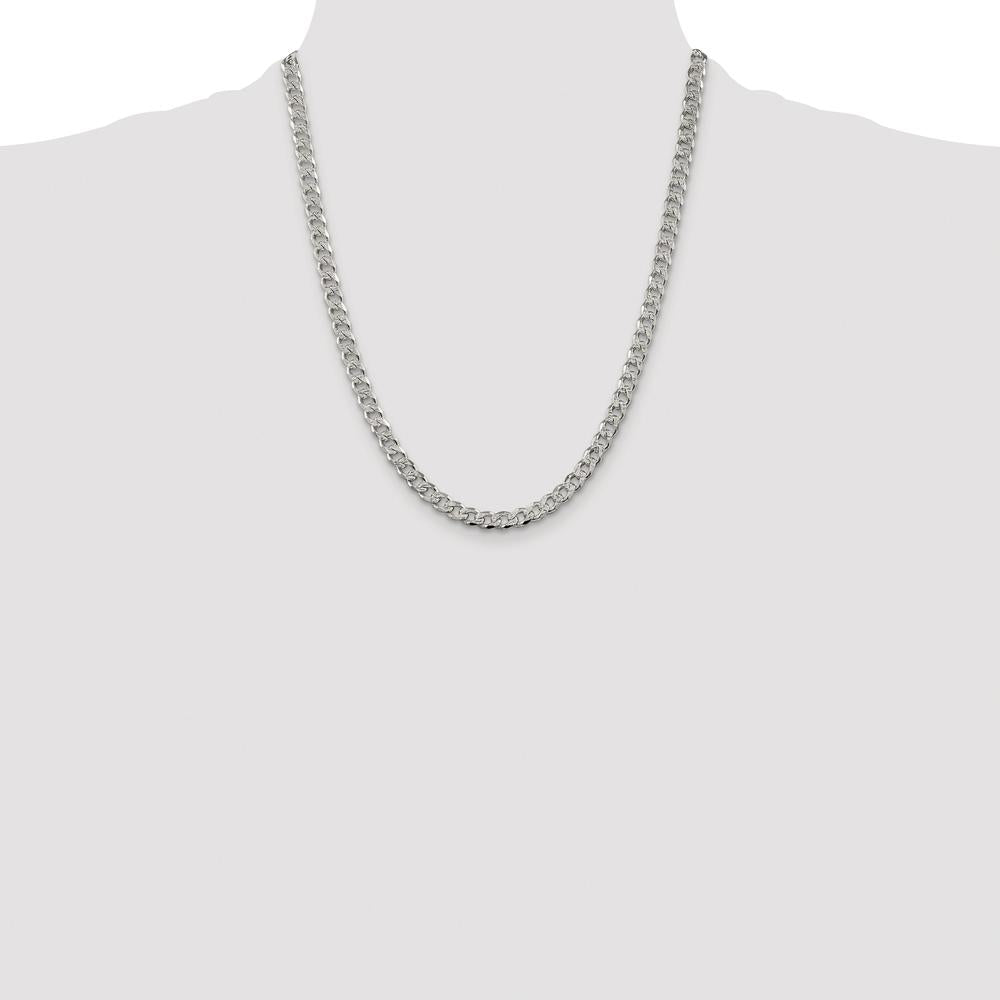Sterling Silver Rhodium-Plated 22" Pavé Curb Chain Necklace - 5.5mm Width by Lumare Gioia