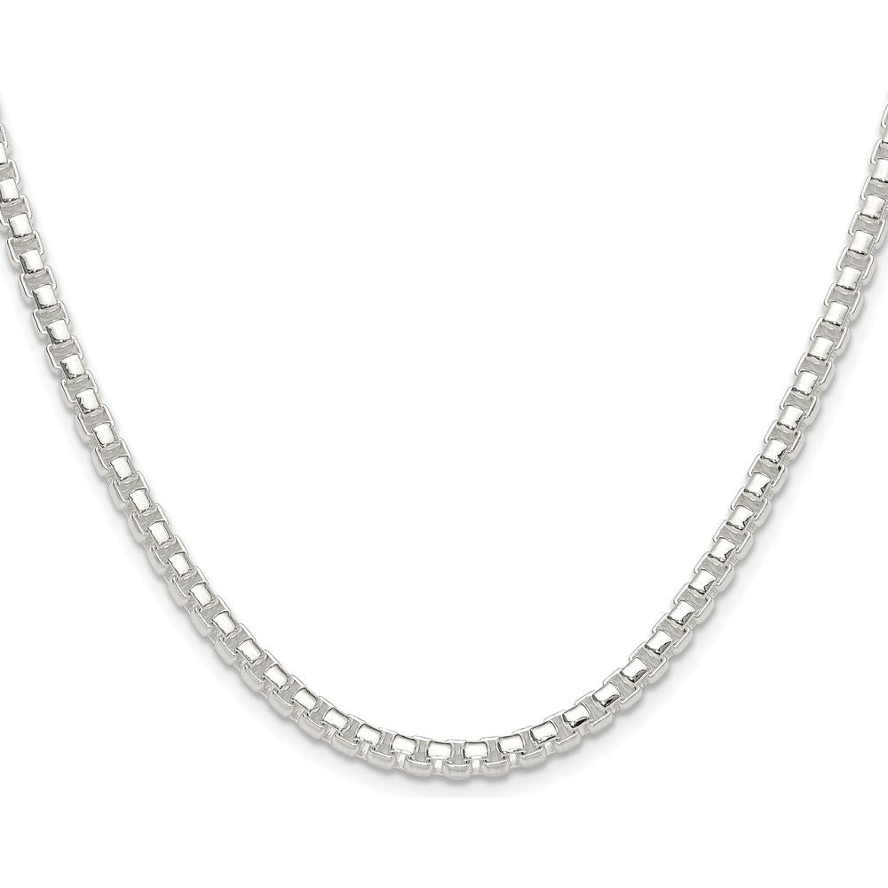 Sterling Silver Rhodium-Plated 22" Polished 4mm Round Box Chain Necklace by Lumare Gioia