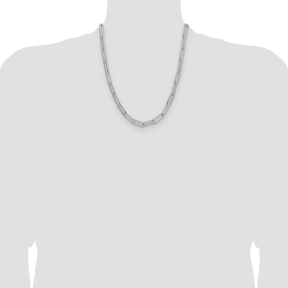 Sterling Silver Rhodium-Plated 22" Polished 6.5mm Paperclip Chain Necklace by Lumare Gioia
