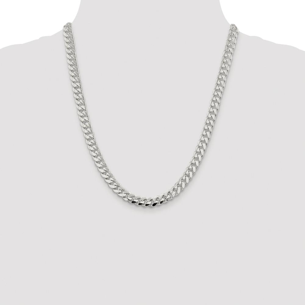 Sterling Silver Rhodium-Plated 22" Polished Curb Chain - 7.8mm Width by Lumare Gioia