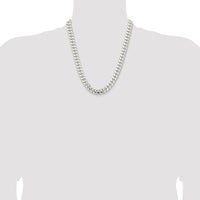 Sterling Silver Rhodium-Plated 22" Polished Domed Curb Chain - 10.7mm Width by Lumare Gioia