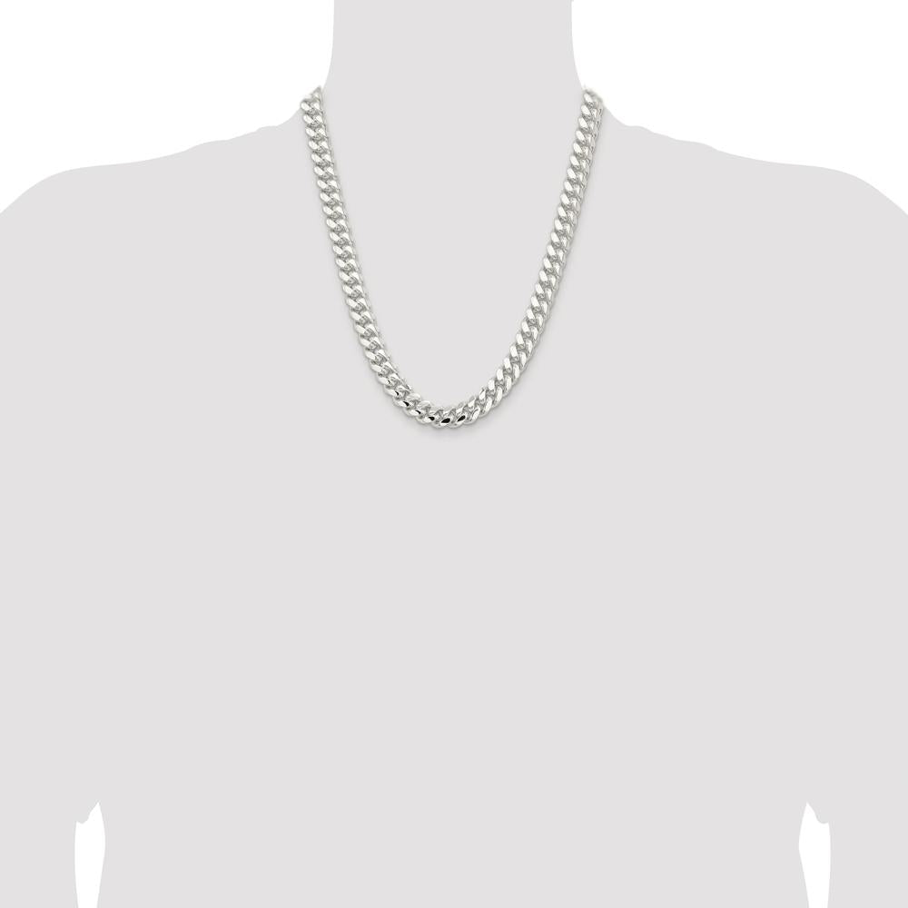 Sterling Silver Rhodium-Plated 22" Polished Domed Curb Chain - 10.7mm Width by Lumare Gioia