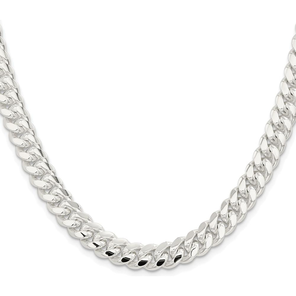 Sterling Silver Rhodium-Plated 22" Polished Domed Curb Chain - 9mm Width by Lumare Gioia
