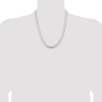Sterling Silver Rhodium-Plated 22" Polished Domed Curb Chain - 9mm Width by Lumare Gioia