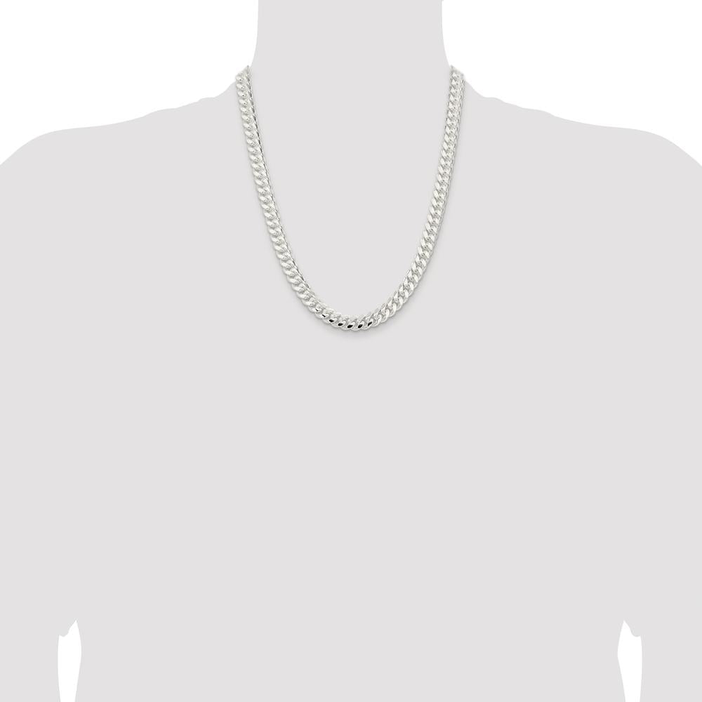 Sterling Silver Rhodium-Plated 22" Polished Domed Curb Chain - 9mm Width by Lumare Gioia