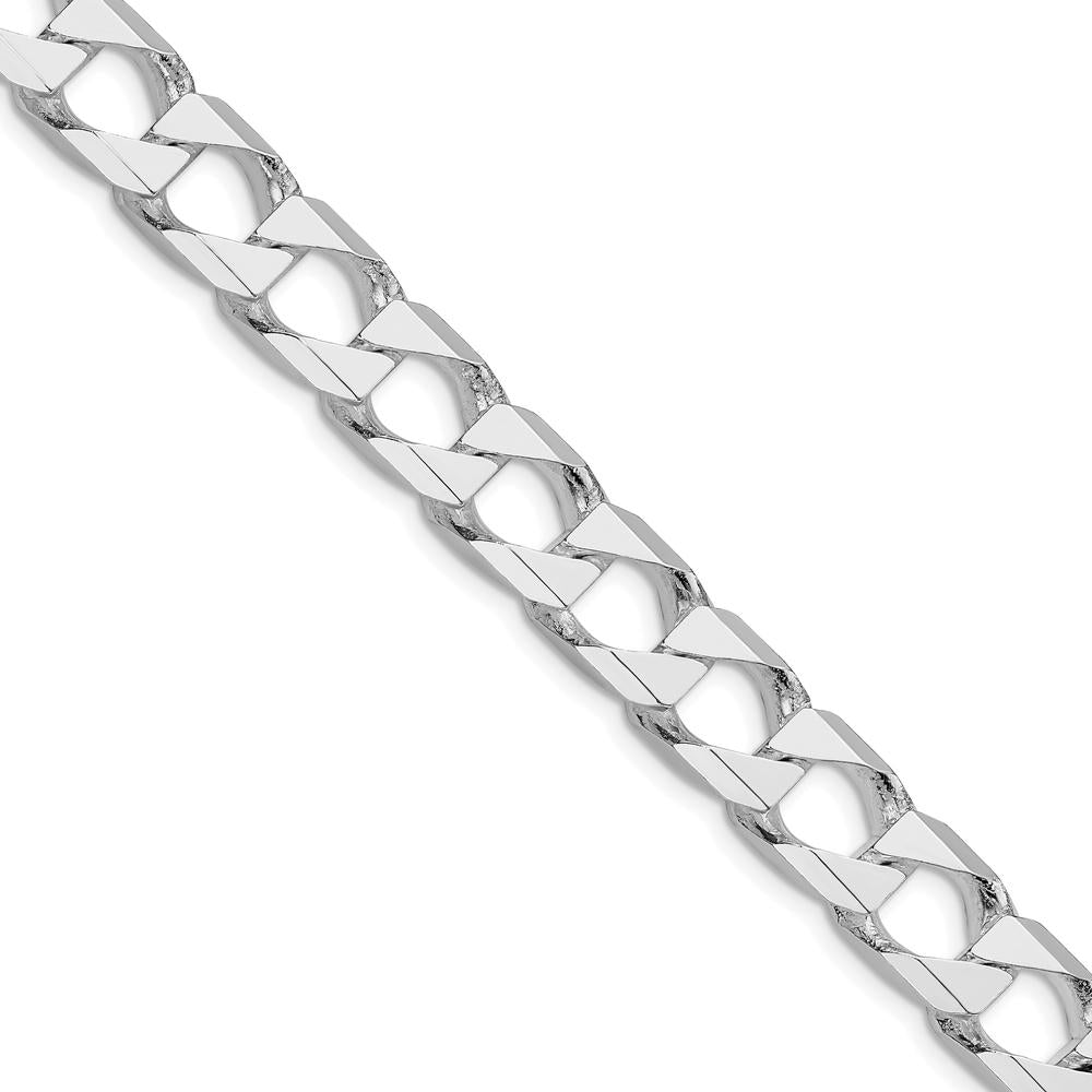 Sterling Silver Rhodium-Plated 24" 10.3mm Diamond-Cut Square Curb Chain Necklace by Lumare Gioia