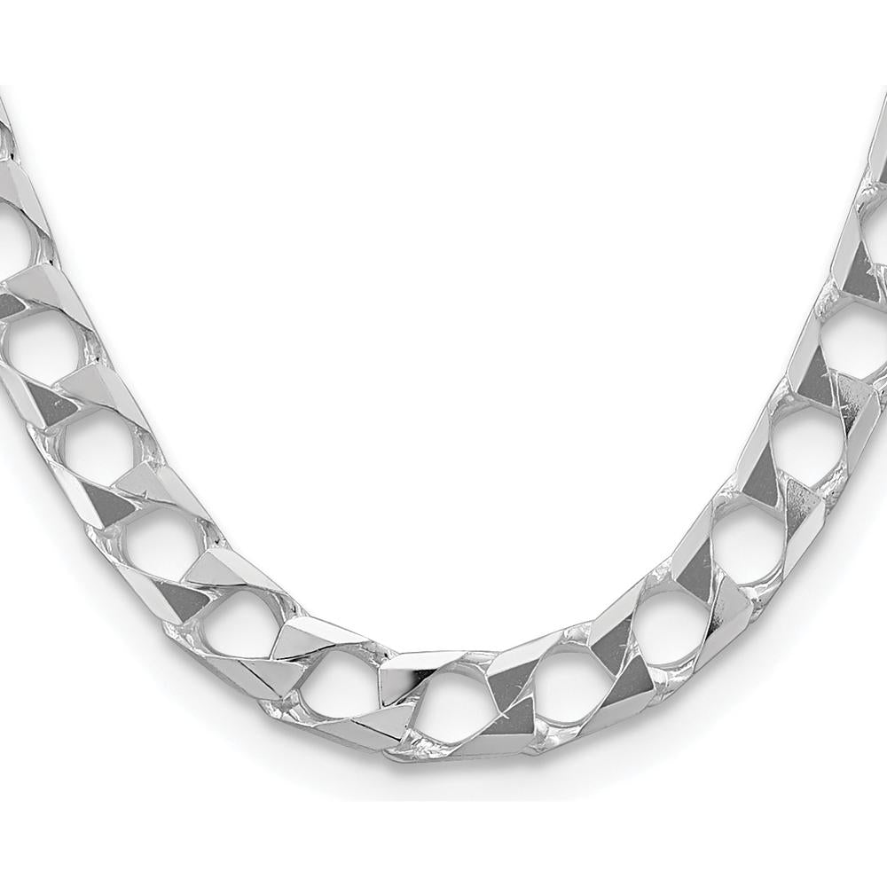 Sterling Silver Rhodium-Plated 24" 10.3mm Diamond-Cut Square Curb Chain Necklace by Lumare Gioia