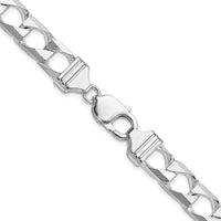 Sterling Silver Rhodium-Plated 24" 10.3mm Diamond-Cut Square Curb Chain Necklace by Lumare Gioia