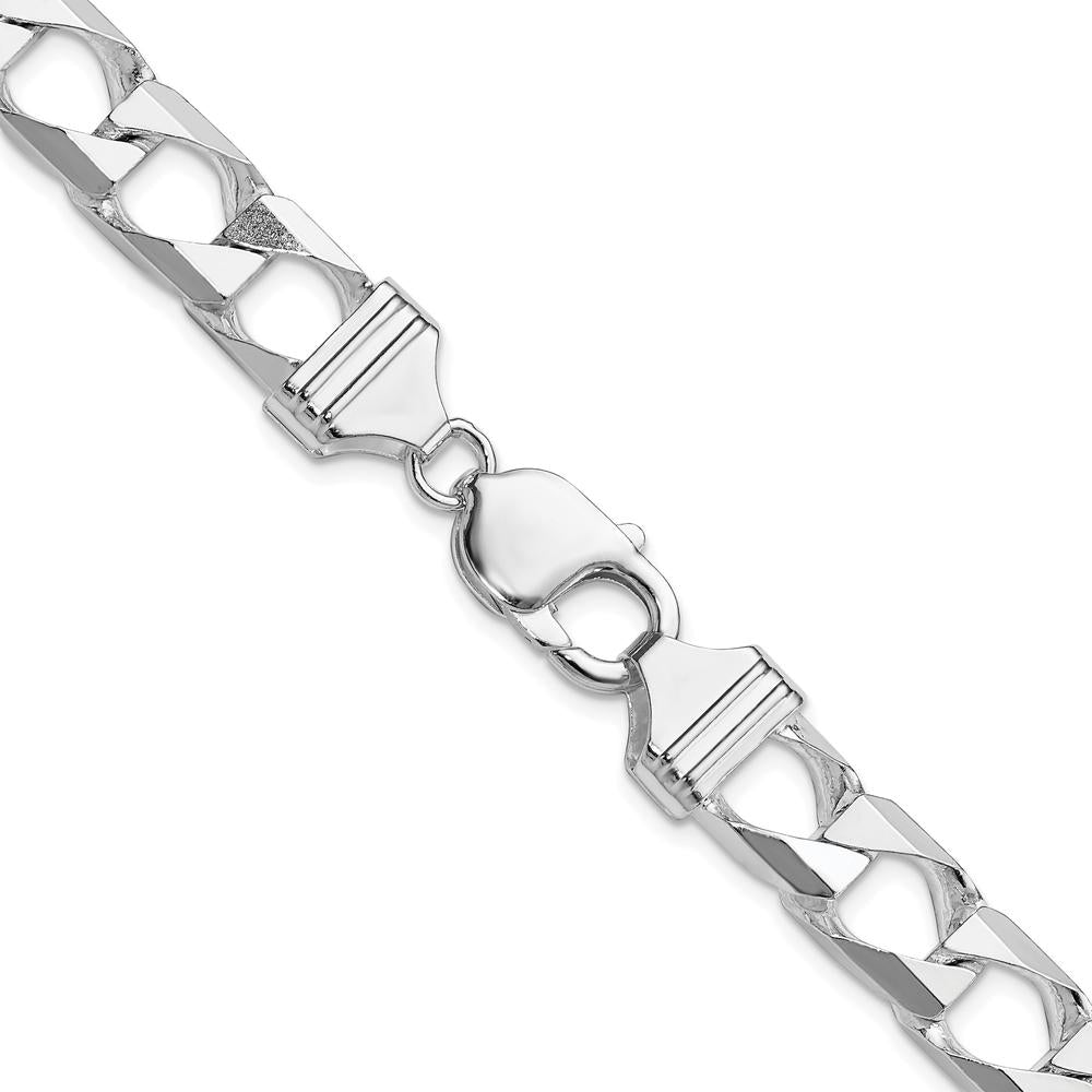 Sterling Silver Rhodium-Plated 24" 10.3mm Diamond-Cut Square Curb Chain Necklace by Lumare Gioia