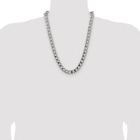 Sterling Silver Rhodium-Plated 24" 10.3mm Diamond-Cut Square Curb Chain Necklace by Lumare Gioia