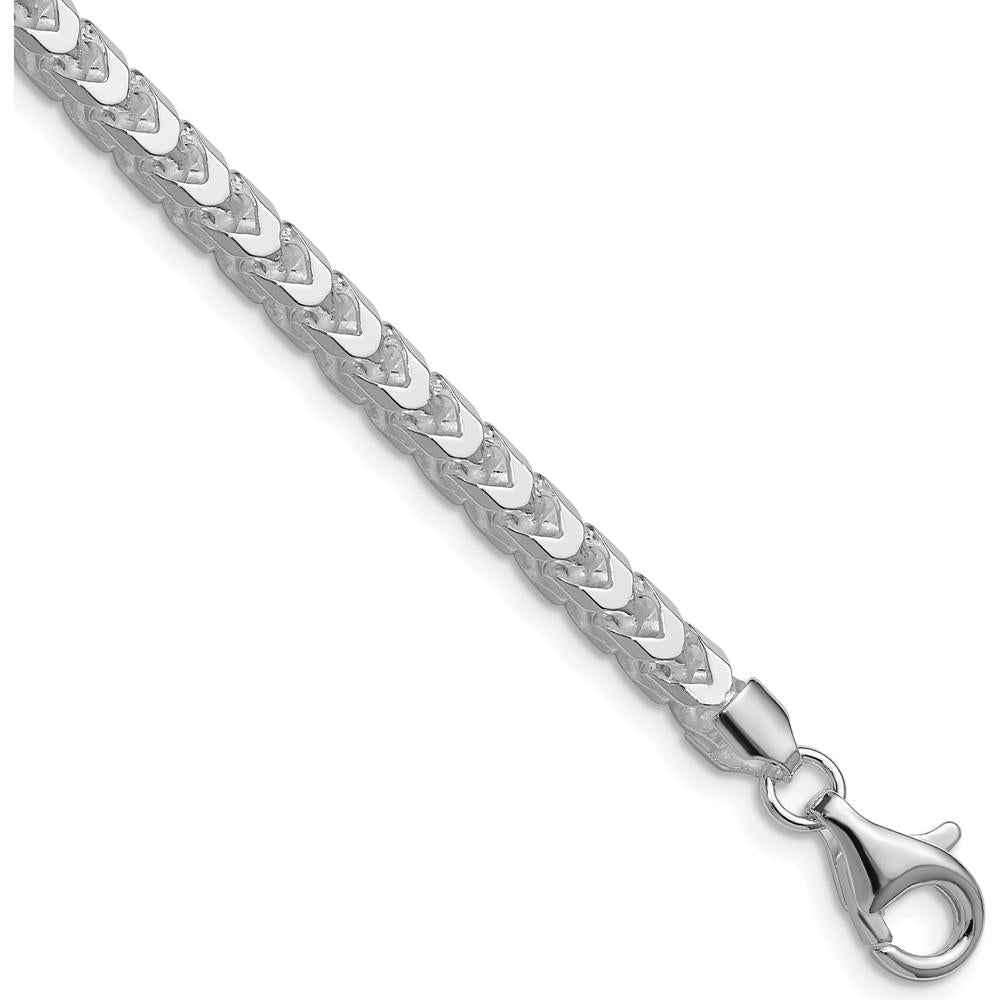 Sterling Silver Rhodium-Plated 24" 4.7mm Diamond-Cut Square Franco Chain by Lumare Gioia
