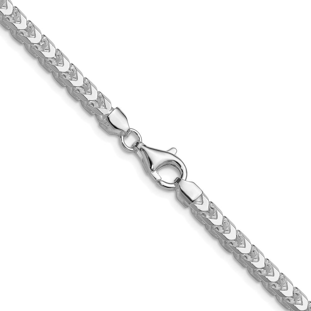Sterling Silver Rhodium-Plated 24" 4.7mm Diamond-Cut Square Franco Chain by Lumare Gioia