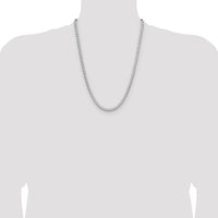 Sterling Silver Rhodium-Plated 24" 4.7mm Diamond-Cut Square Franco Chain by Lumare Gioia