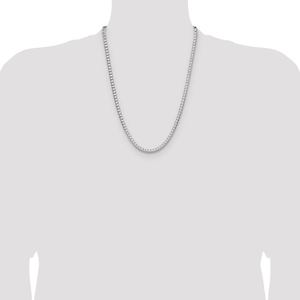 Sterling Silver Rhodium-Plated 24" 4.7mm Diamond-Cut Square Franco Chain by Lumare Gioia
