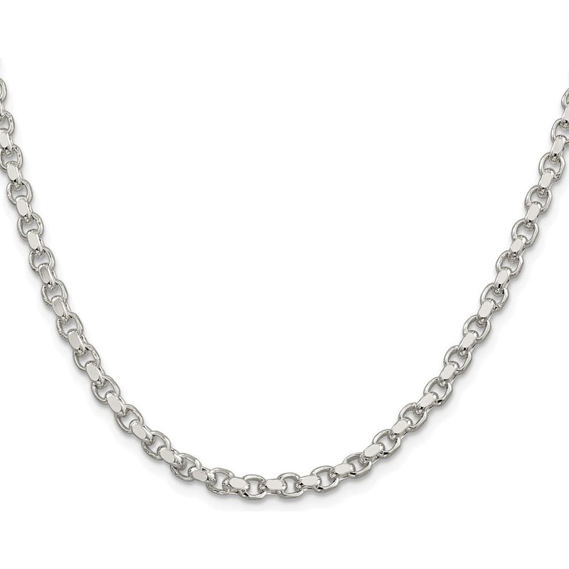 Sterling Silver Rhodium-Plated 24" 4mm Diamond-Cut Rolo Chain Necklace by Lumare Gioia