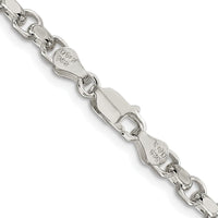 Sterling Silver Rhodium-Plated 24" 4mm Diamond-Cut Rolo Chain Necklace by Lumare Gioia
