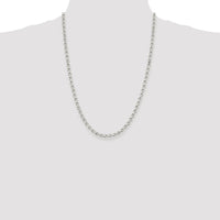 Sterling Silver Rhodium-Plated 24" 4mm Diamond-Cut Rolo Chain Necklace by Lumare Gioia