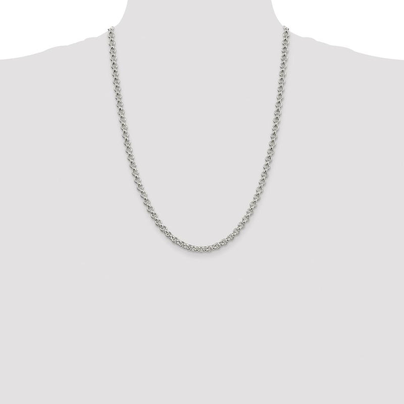 Sterling Silver Rhodium-Plated 24" 5mm Rolo Chain Necklace with Lobster Clasp by Lumare Gioia