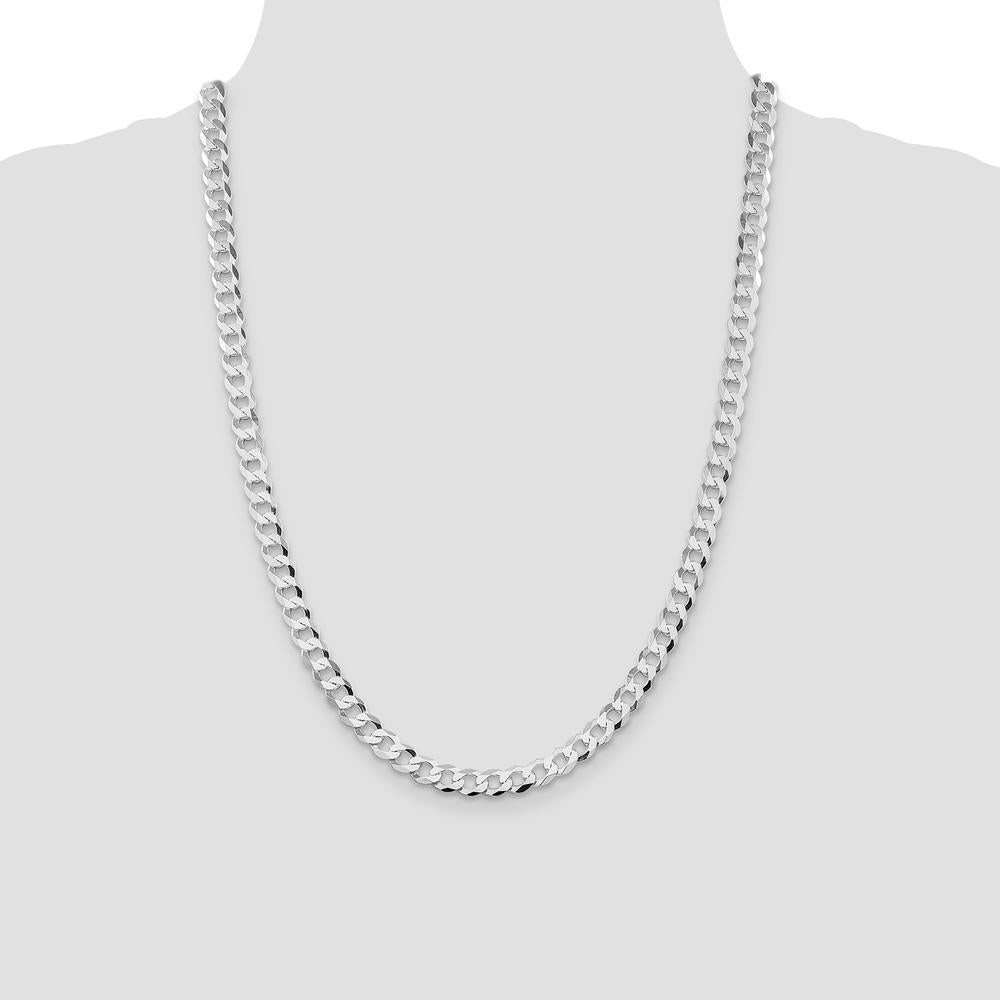 Sterling Silver Rhodium-Plated 24" 6.8mm Flat Curb Chain Necklace by Lumare Gioia