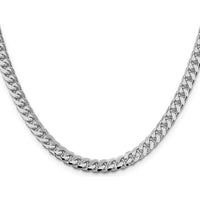 Sterling Silver Rhodium-Plated 24" 6mm Diamond-Cut Curb Chain Necklace by Lumare Gioia