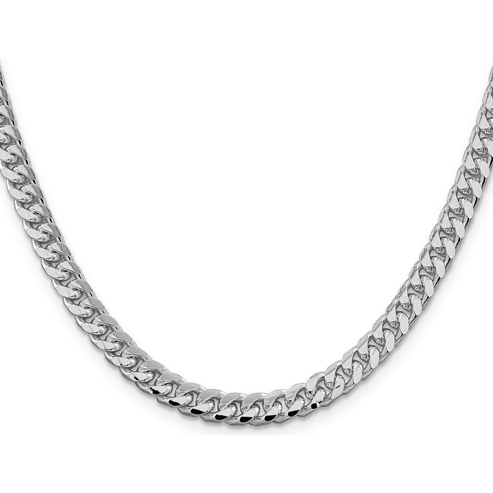 Sterling Silver Rhodium-Plated 24" 6mm Diamond-Cut Curb Chain Necklace by Lumare Gioia