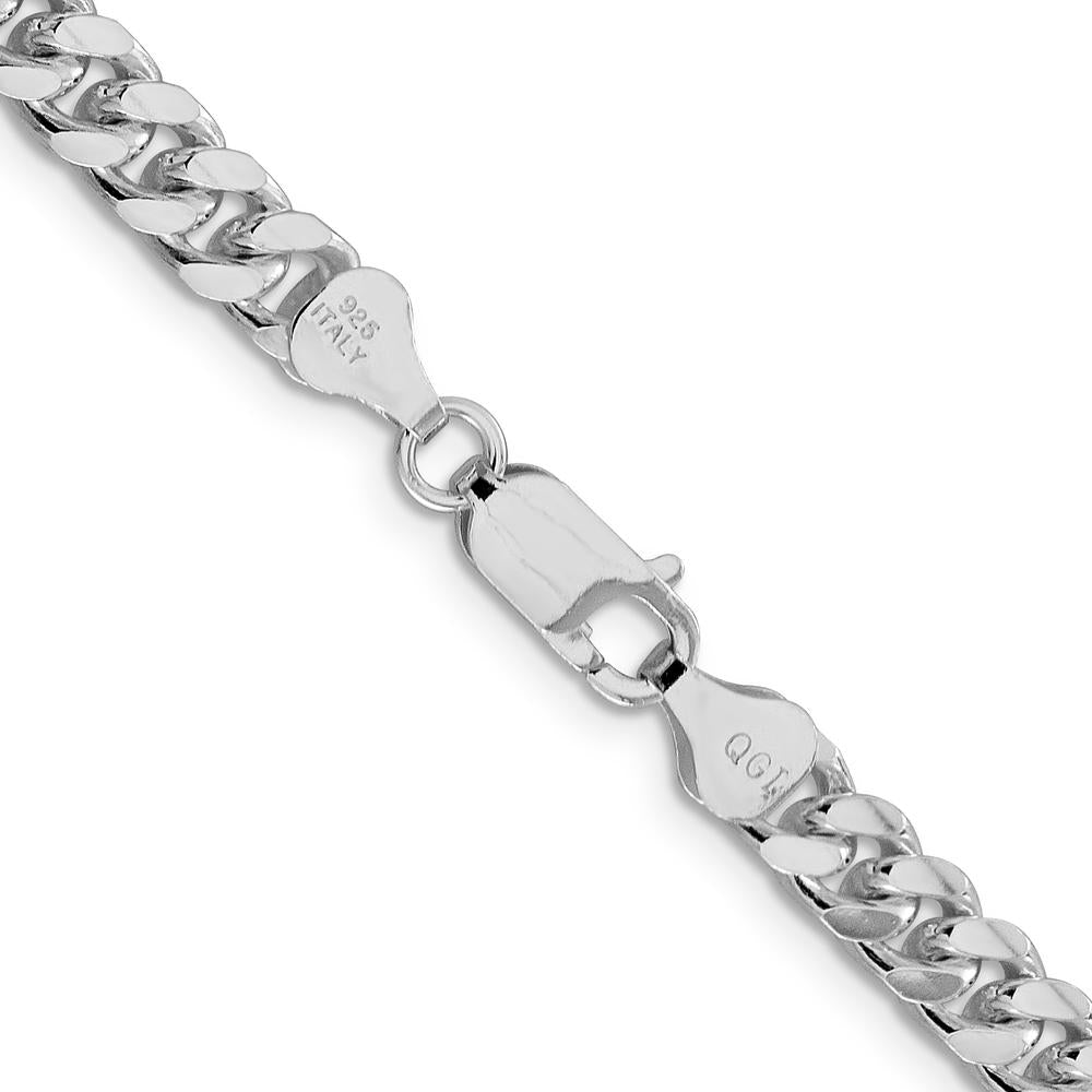 Sterling Silver Rhodium-Plated 24" 6mm Diamond-Cut Curb Chain Necklace by Lumare Gioia