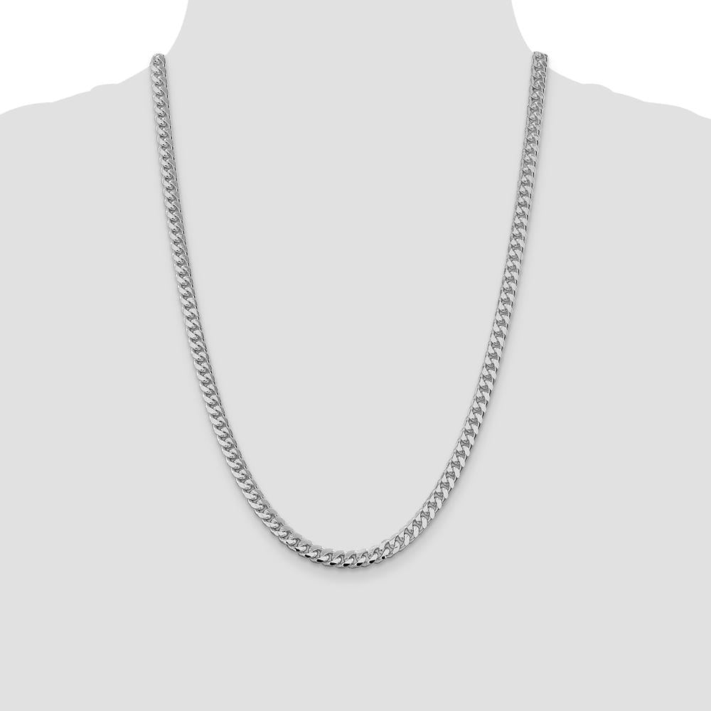 Sterling Silver Rhodium-Plated 24" 6mm Diamond-Cut Curb Chain Necklace by Lumare Gioia