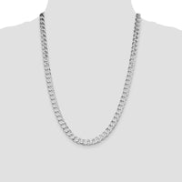Sterling Silver Rhodium-Plated 24" 7.5mm Flat Curb Chain with Lobster Clasp by Lumare Gioia