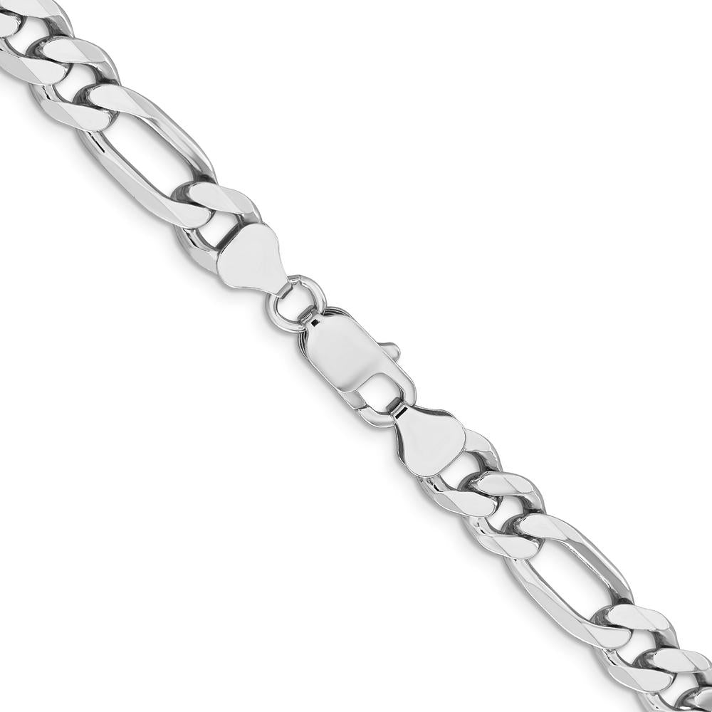 Sterling Silver Rhodium-Plated 24" 7.75mm Figaro Chain Necklace for Men by Lumare Gioia